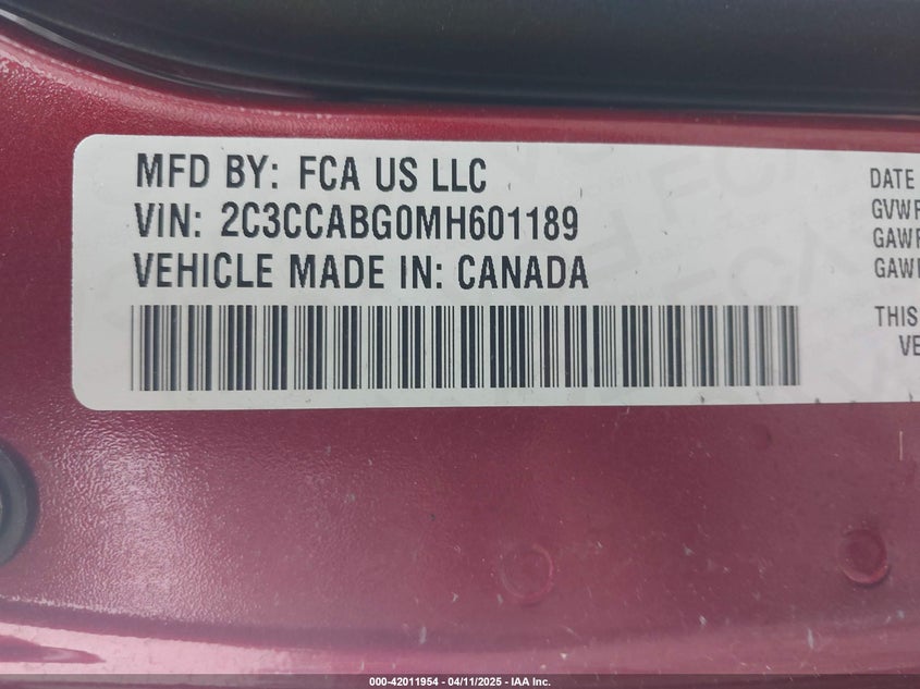 2021 CHRYSLER 300 300S - 2C3CCABG0MH601189