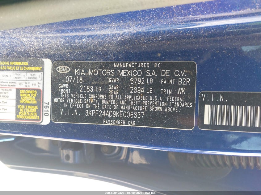 2019 KIA FORTE LXS - 3KPF24AD9KE006337