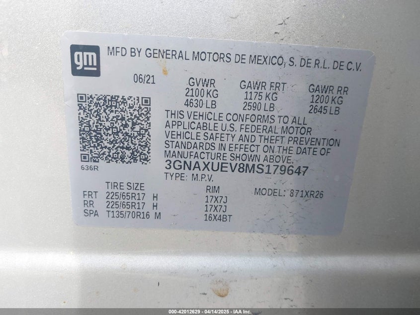 2021 CHEVROLET EQUINOX AWD LT - 3GNAXUEV8MS179647