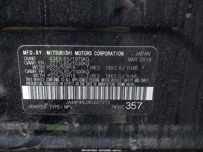 2019 MITSUBISHI OUTLANDER SPORT 2.0 SE - JA4AP4AU3KU027272