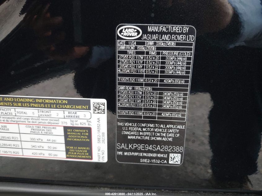 2025 Land Rover Range Rover - SALKP9E94SA282388