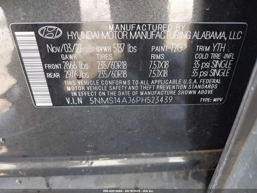 2023 HYUNDAI SANTA FE SE - 5NMS14AJ6PH523439