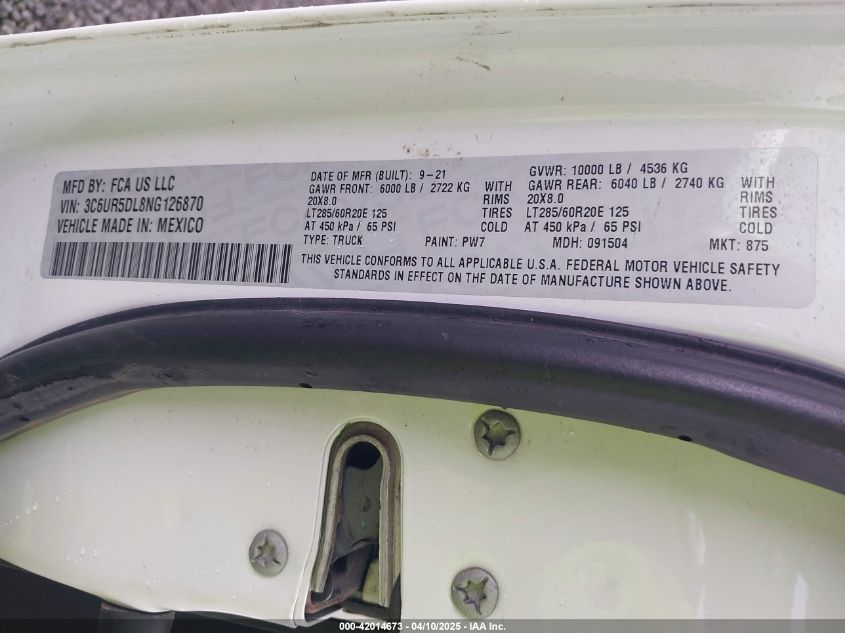 2022 Ram 2500 - 3C6UR5DL8NG126870