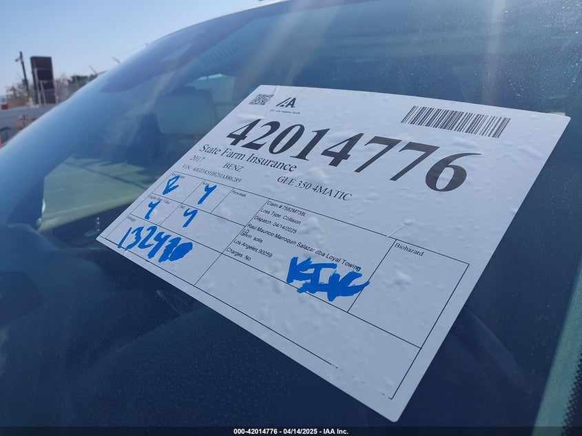 2017 MERCEDES-BENZ GLE 350 4MATIC - 4JGDA5HB2HA886289