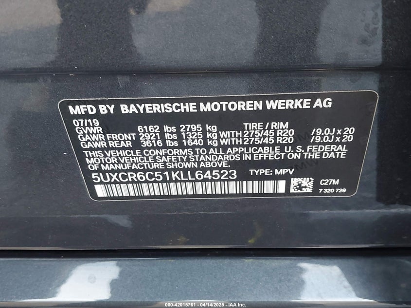 2019 BMW X5 XDRIVE40I - 5UXCR6C51KLL64523