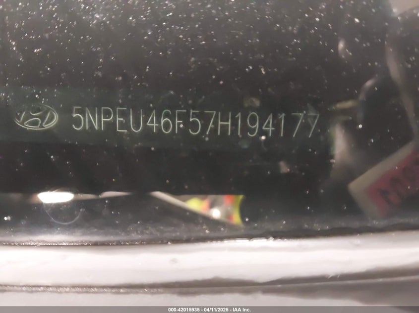 2007 HYUNDAI SONATA VIN: 5NPEU46F57H194177