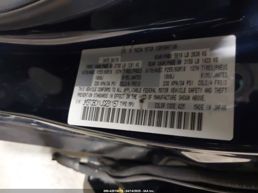 2018 MAZDA CX-9 TOURING - JM3TCBCYXJ0231157