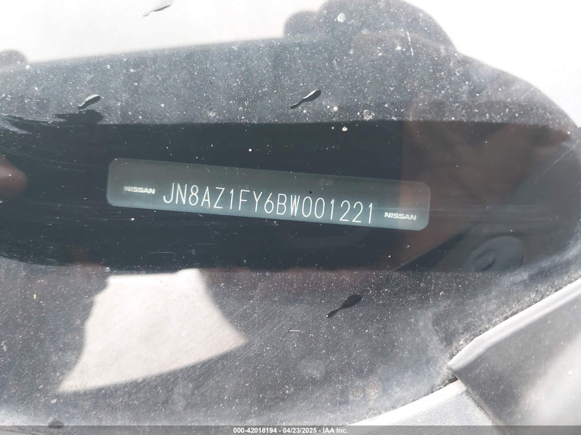 2011 Nissan Murano Crosscabriolet VIN: JN8AZ1FY6BW001221 Lot: 42018194