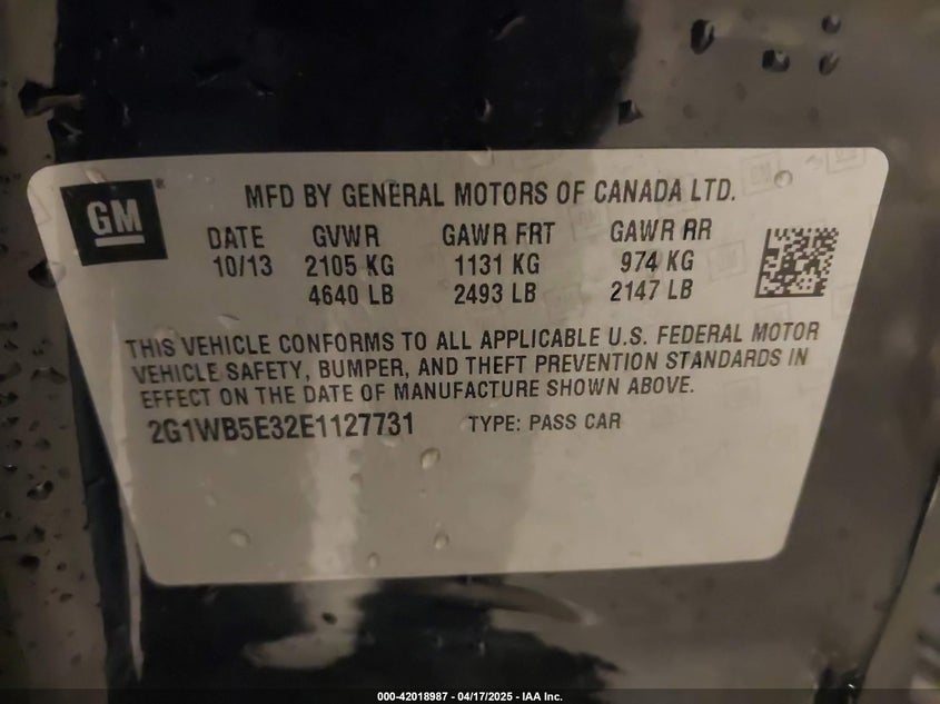 2014 CHEVROLET IMPALA LIMITED LT - 2G1WB5E32E1127731