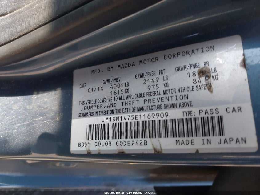 2014 MAZDA MAZDA3 I TOURING - JM1BM1V75E1169909