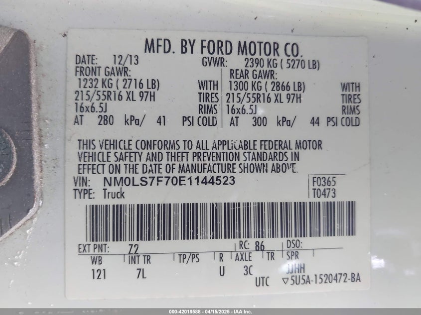 2014 FORD TRANSIT CONNECT XLT - NM0LS7F70E1144523