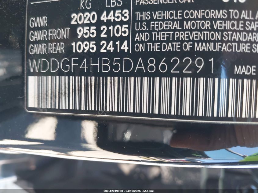 2013 Mercedes-Benz C 250 Luxury/Sport VIN: WDDGF4HB5DA862291 Lot: 42019950