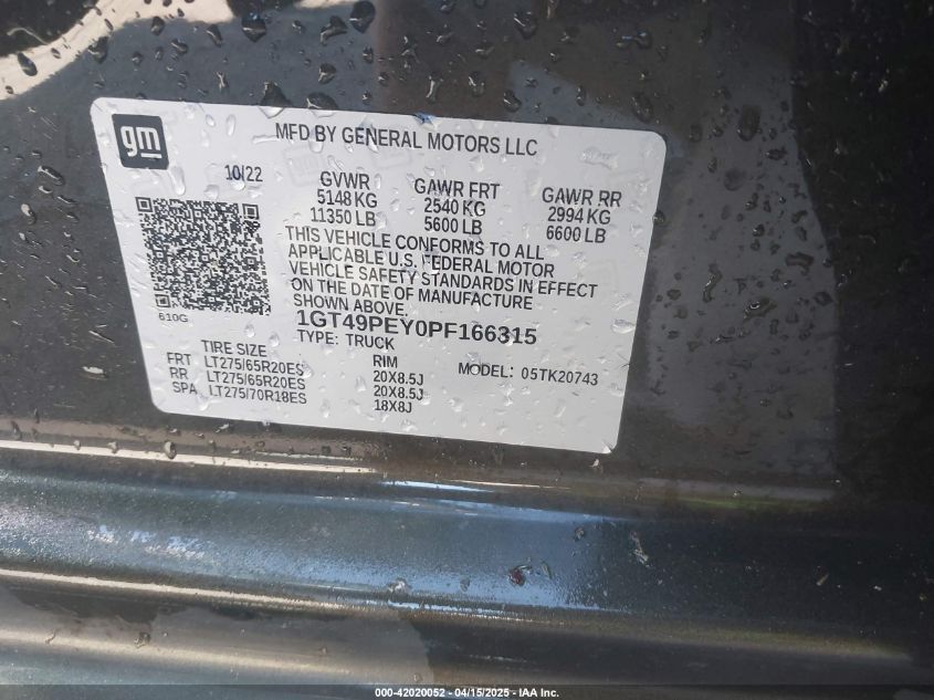 2023 GMC Sierra - 1GT49PEY0PF166315