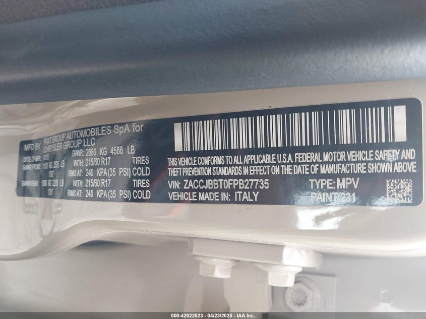 2015 JEEP RENEGADE LATITUDE - ZACCJBBT0FPB27735