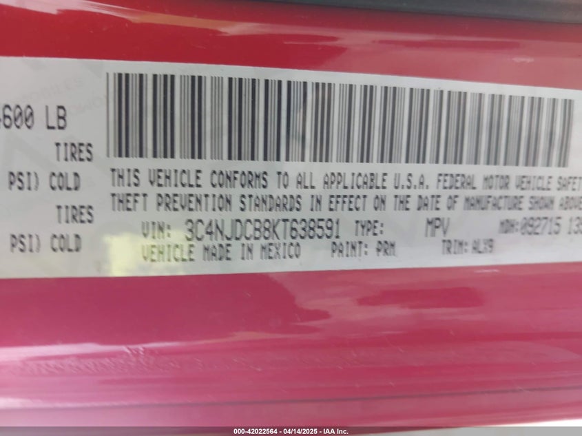 2019 JEEP COMPASS LIMITED 4X4 - 3C4NJDCB8KT638591