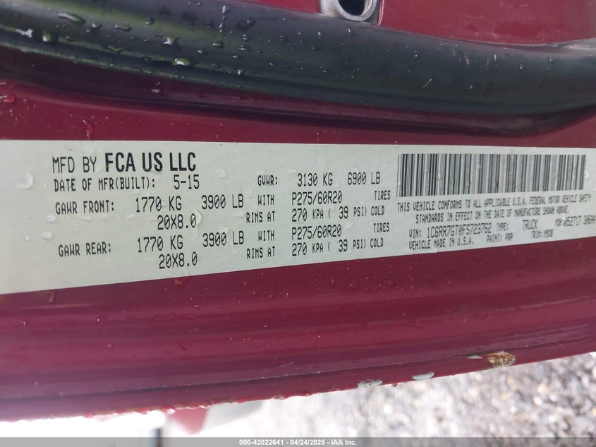 2015 RAM 1500 BIG HORN - 1C6RR7GT0FS723762