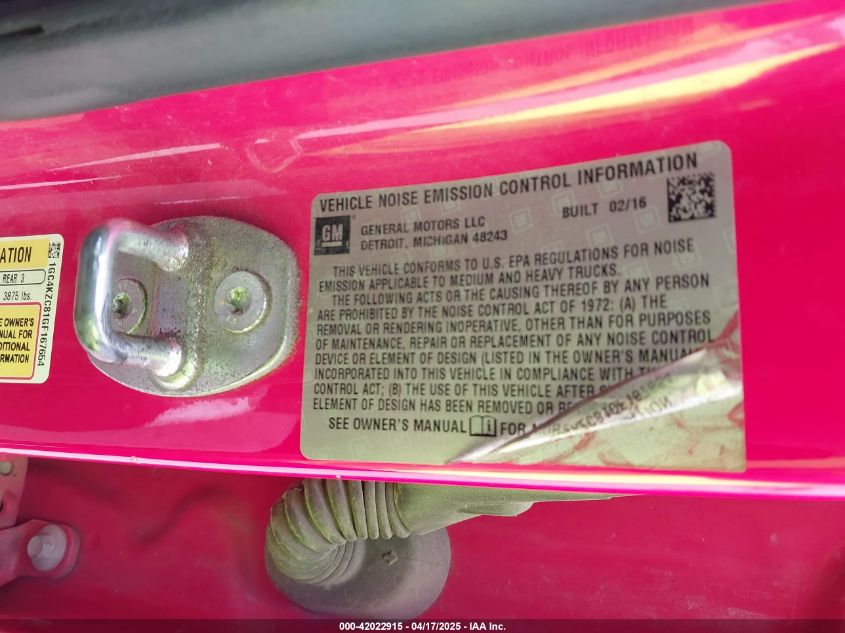 2016 Chevrolet Silverado 3500Hd Lt VIN: 1GC4KZC81GF167654 Lot: 42022915