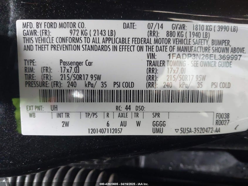 2014 FORD FOCUS TITANIUM - 1FADP3N26EL369997