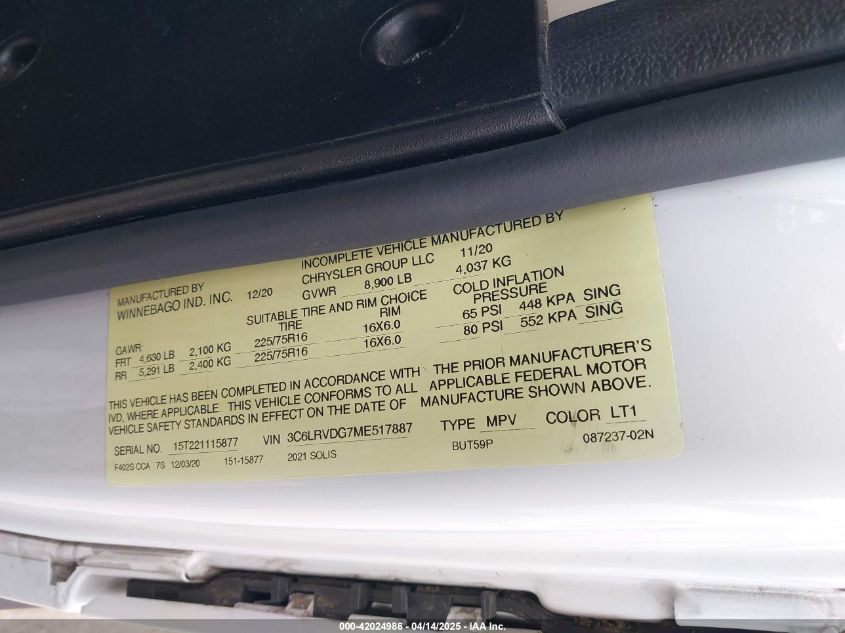 2021 Ram ProMaster 2500 - 3C6LRVDG7ME517887