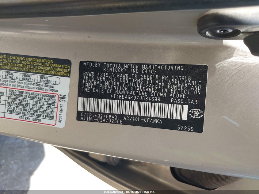 2006 TOYOTA COROLLA VIN: JTDBR32E560076962