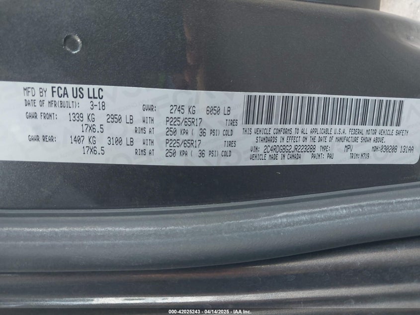 2018 DODGE GRAND CARAVAN SE PLUS - 2C4RDGBG2JR223288