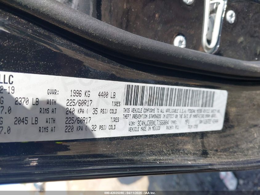 2020 Jeep Compass Sun And Wheel Fwd VIN: 3C4NJCBBXLT166004 Lot: 42025390