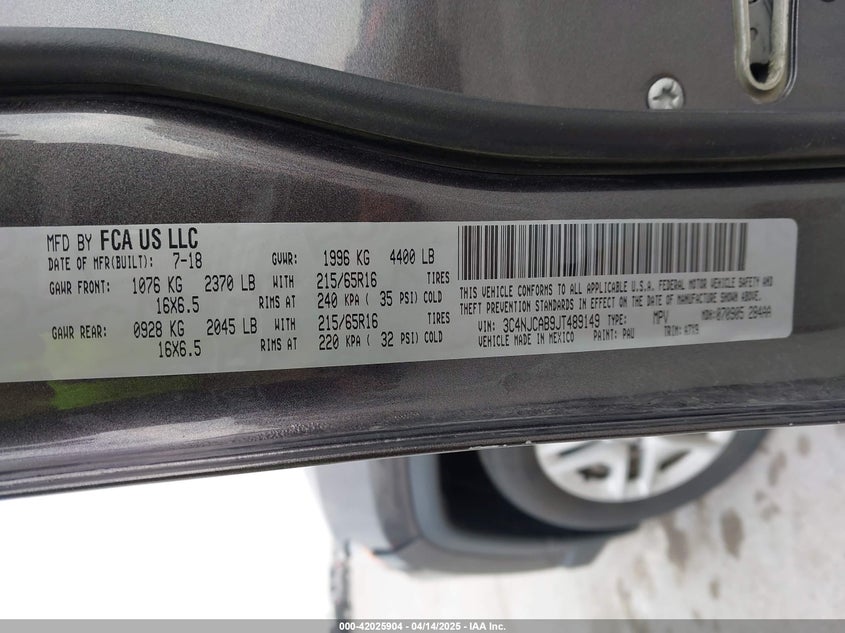 2018 JEEP COMPASS SPORT FWD - 3C4NJCAB9JT489149
