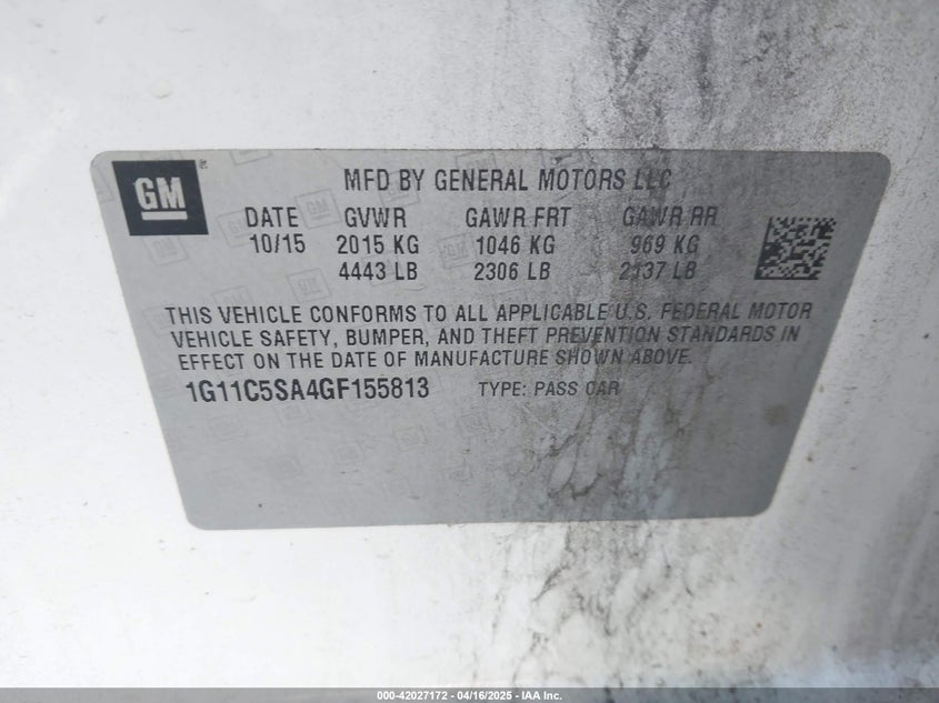 2016 CHEVROLET MALIBU LIMITED LT - 1G11C5SA4GF155813