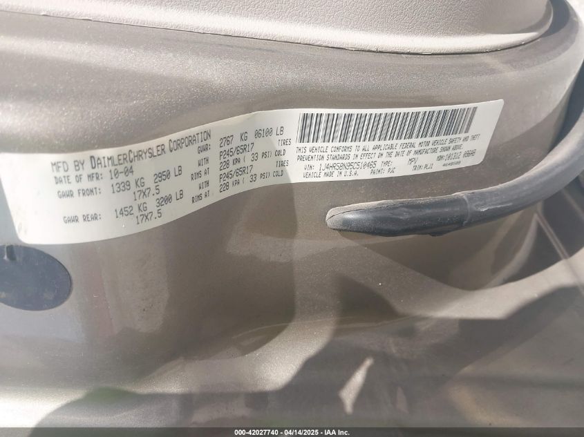 2005 Jeep Grand Cherokee Limited VIN: 1J4HR58N95C510465 Lot: 42027740