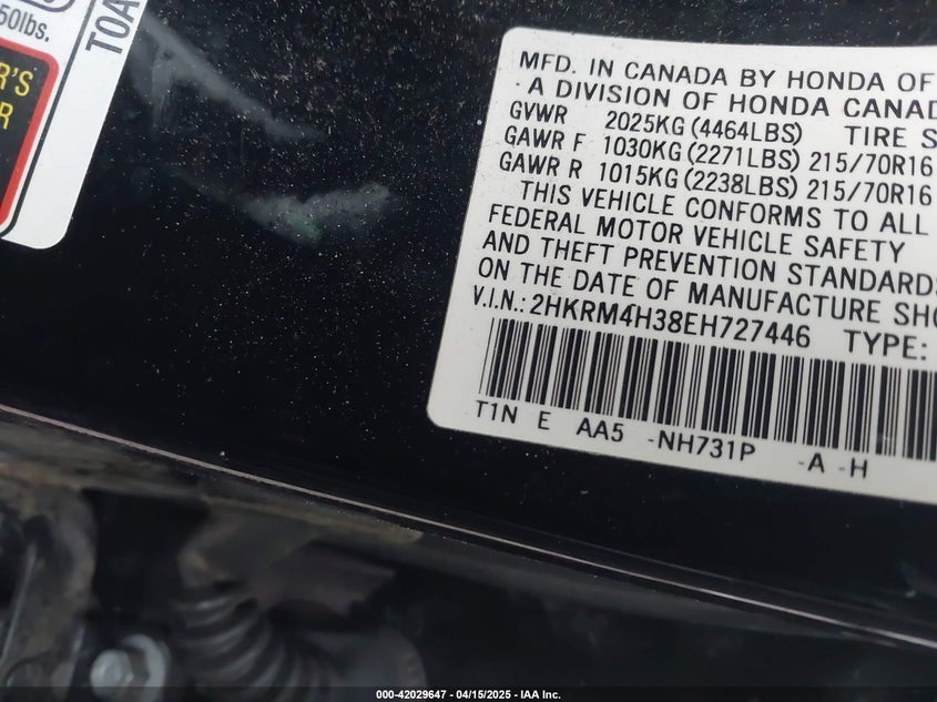 2014 HONDA CR-V LX - 2HKRM4H38EH727446