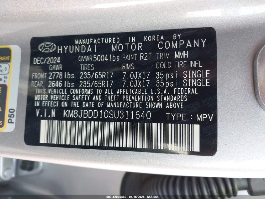 2025 HYUNDAI TUCSON HYBRID BLUE - KM8JBDD10SU311640