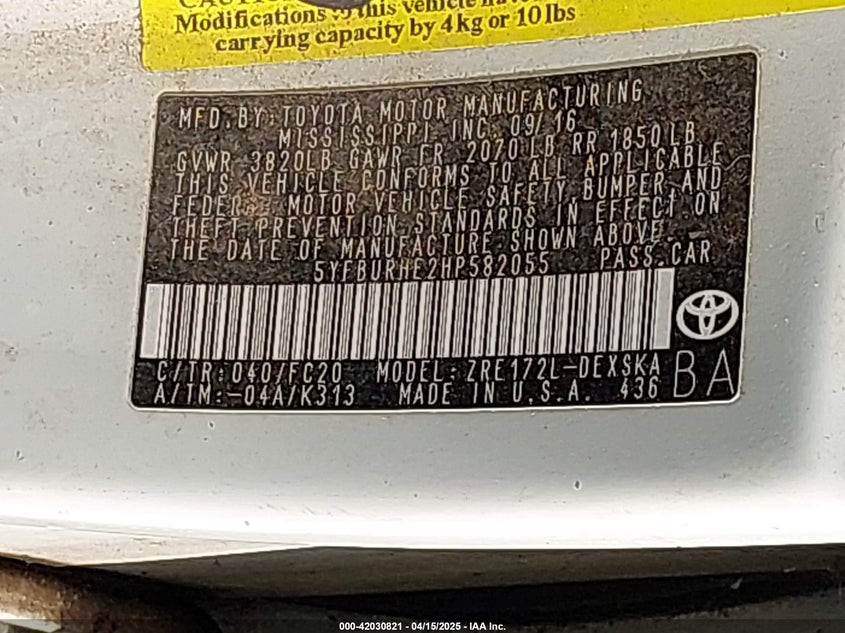 2017 TOYOTA COROLLA SE - 5YFBURHE2HP582055