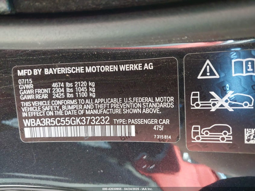 2016 BMW 435I XDRIVE - WBA3R5C55GK373232