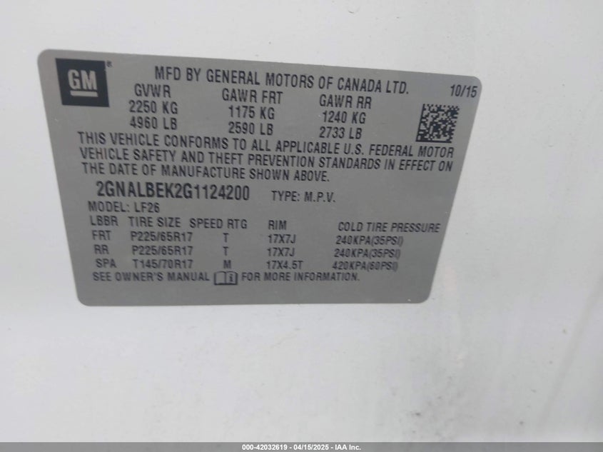 2016 CHEVROLET EQUINOX LS - 2GNALBEK2G1124200