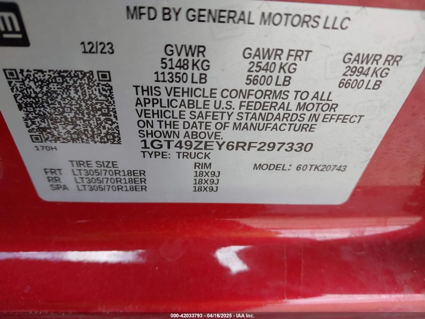 2024 GMC Sierra - 1GT49ZEY6RF297330