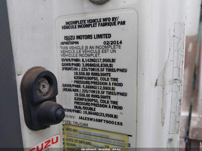 2015 Isuzu Dsl Reg At VIN: JALE5W168F7900155 Lot: 42034059