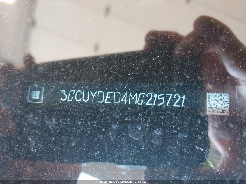 2021 CHEVROLET SILVERADO 1500 VIN: 3GCUYDED4MG215721