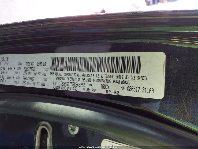 2016 RAM 1500 SLT - 1C6RR6GT5GS240750