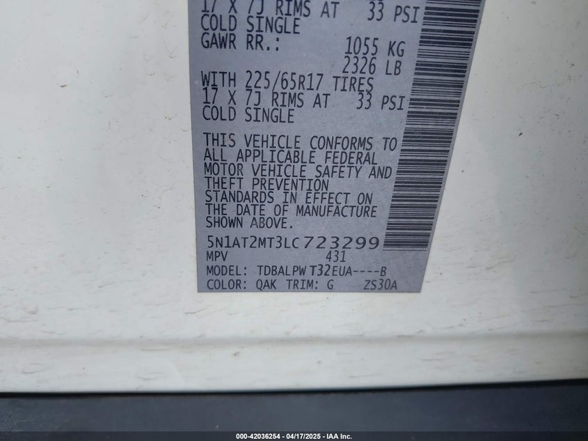 2020 NISSAN ROGUE S FWD - 5N1AT2MT3LC723299