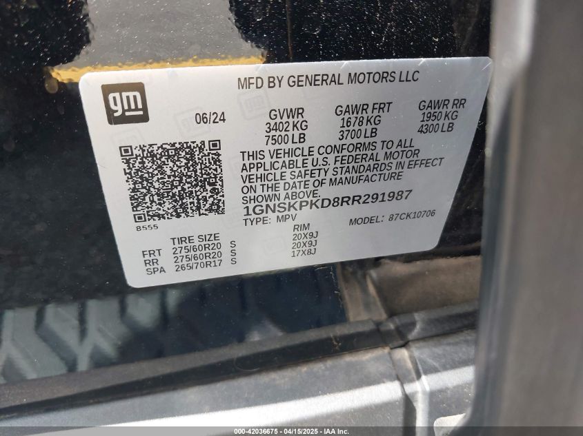 2024 Chevrolet Tahoe - 1GNSKPKD8RR291987