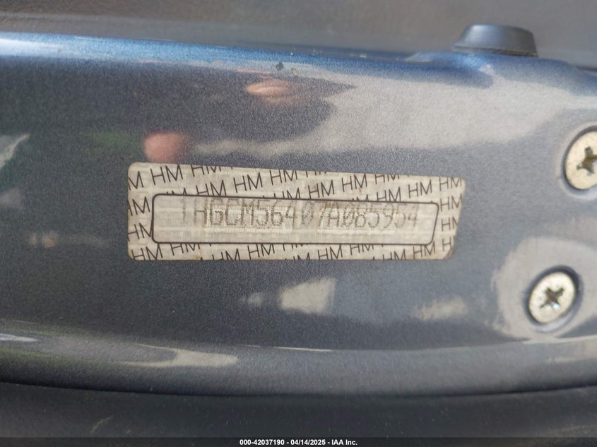2007 HONDA ACCORD VIN: 1HGCM56407A085954