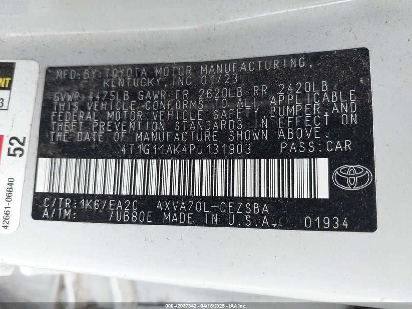 2023 TOYOTA CAMRY SE - 4T1G11AK4PU131903