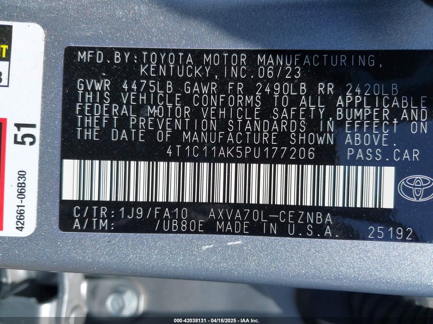 2023 TOYOTA CAMRY LE - 4T1C11AK5PU177206