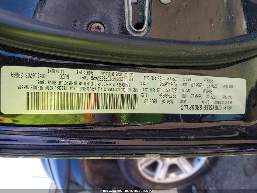 2015 RAM 1500 LARAMIE LIMITED - 1C6RR7PT5FS552426