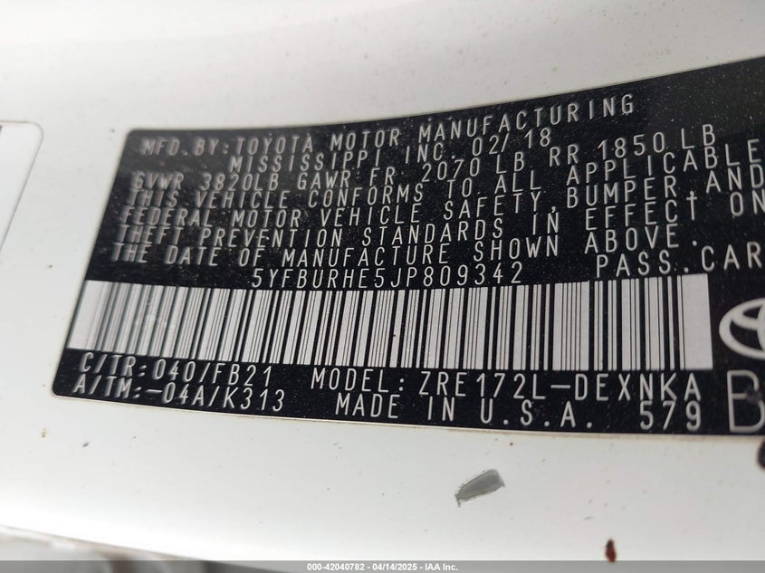 2018 TOYOTA COROLLA LE - 5YFBURHE5JP809342