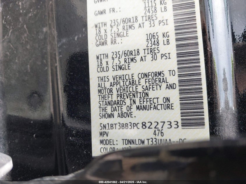 2023 NISSAN ROGUE VIN: 5N1BT3BB3PC822733