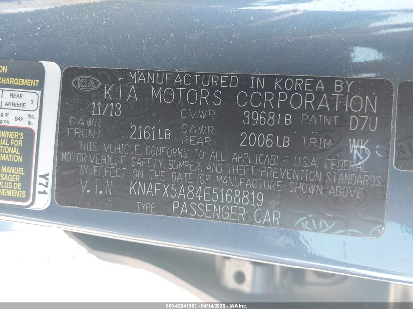 2014 KIA FORTE EX - KNAFX5A84E5168819