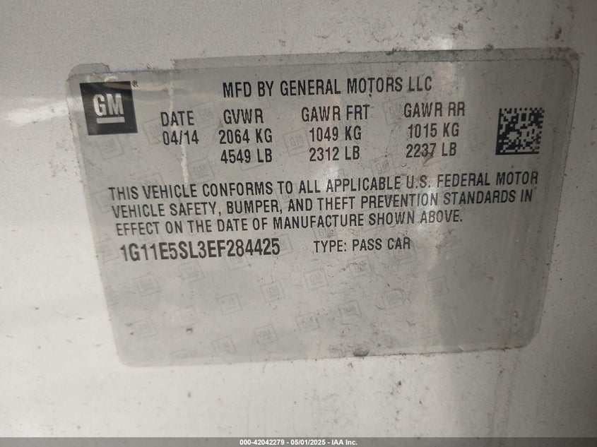 2014 CHEVROLET MALIBU 2LT - 1G11E5SL3EF284425