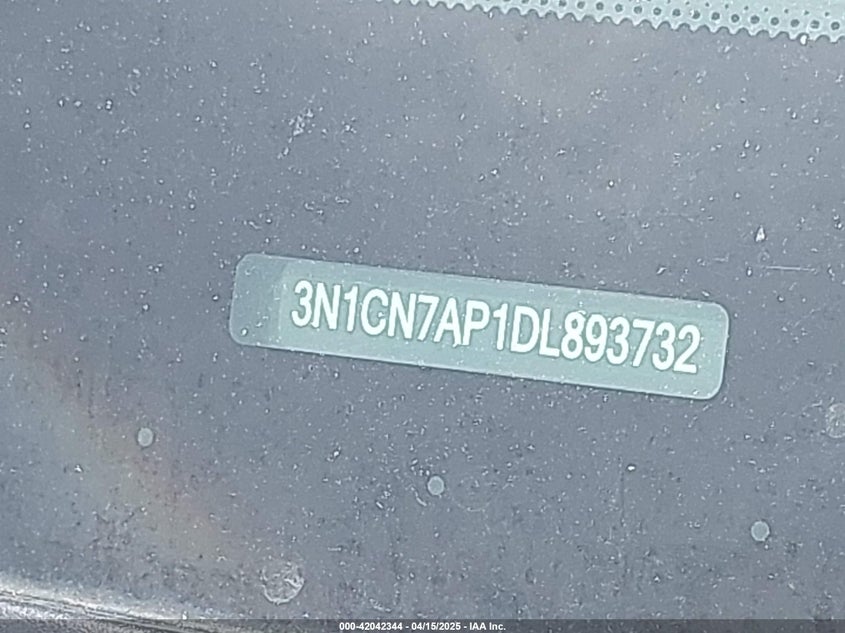 2013 NISSAN VERSA VIN: 3N1CN7AP1DL893732