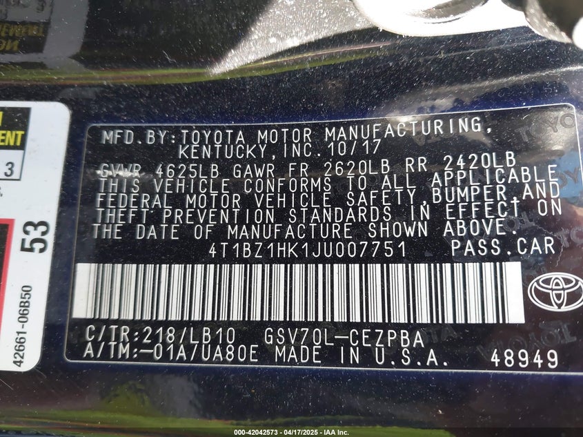 2018 TOYOTA CAMRY XSE/XLE - 4T1BZ1HK1JU007751